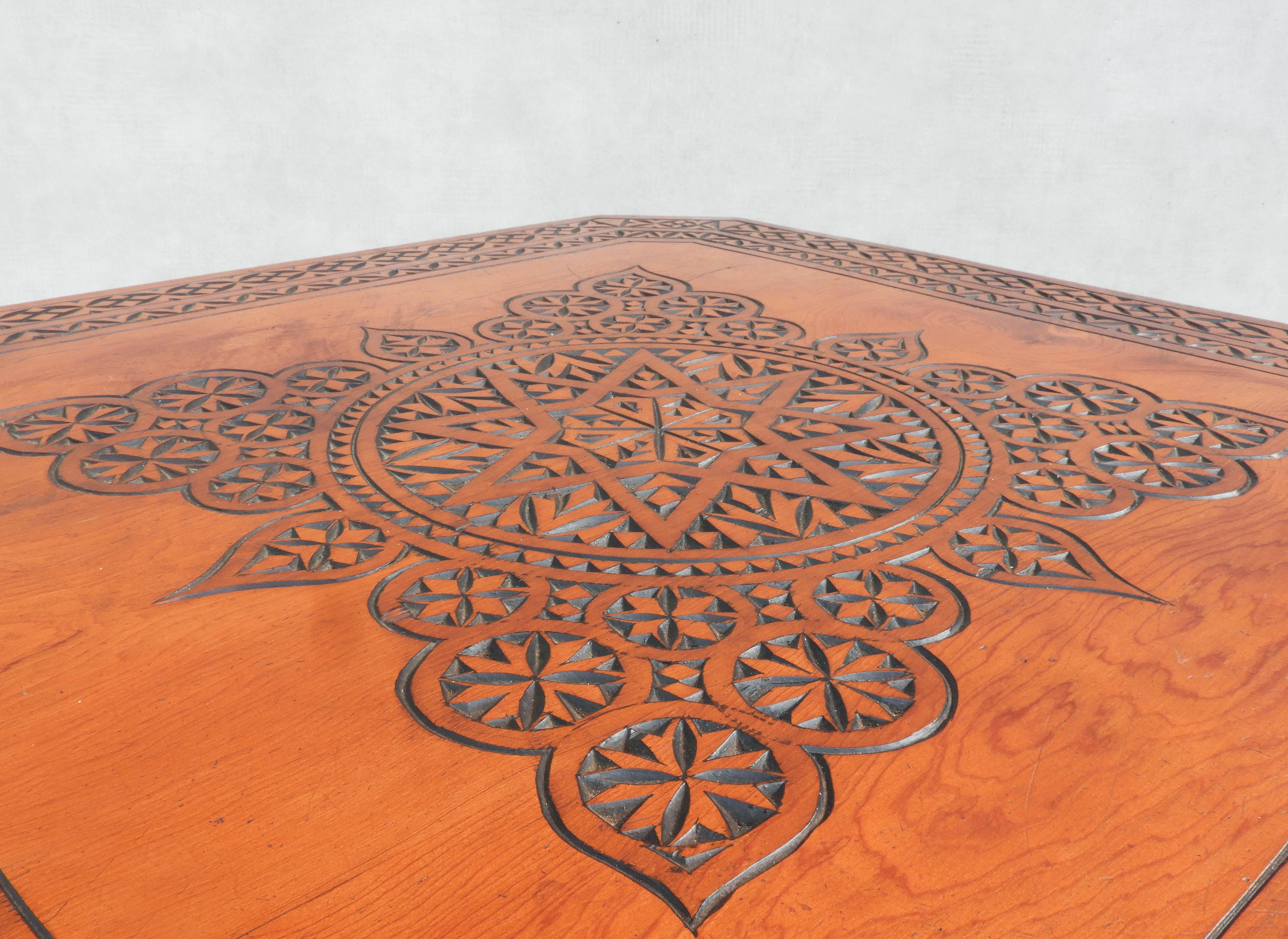 20th Century Hand Decorated Mid Century Moroccan Coffee Table c1950 For Sale