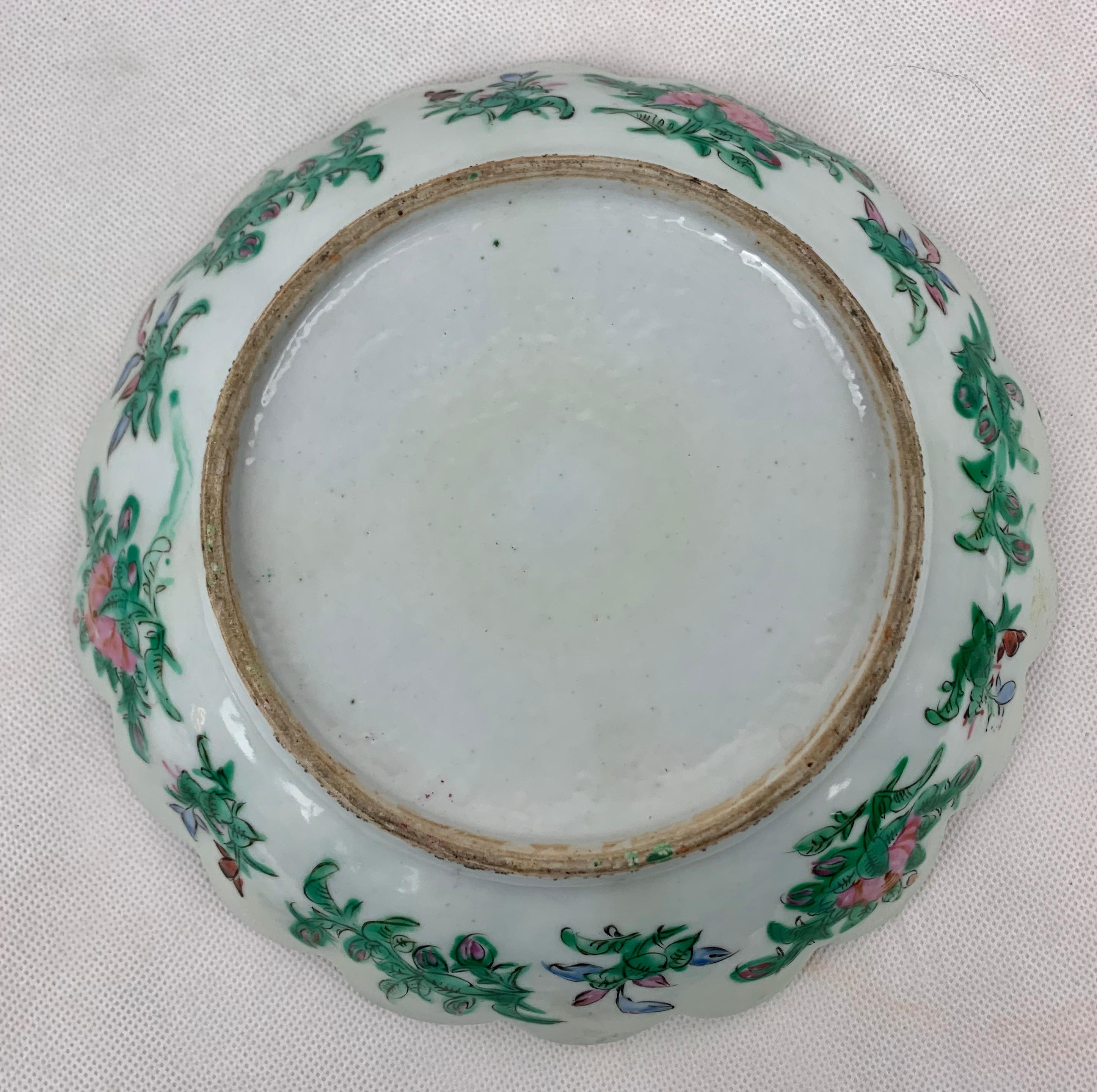 Scalloped Edge Rose Medallion Hand Decorated Porcelain Bowl-Chinese Export 1