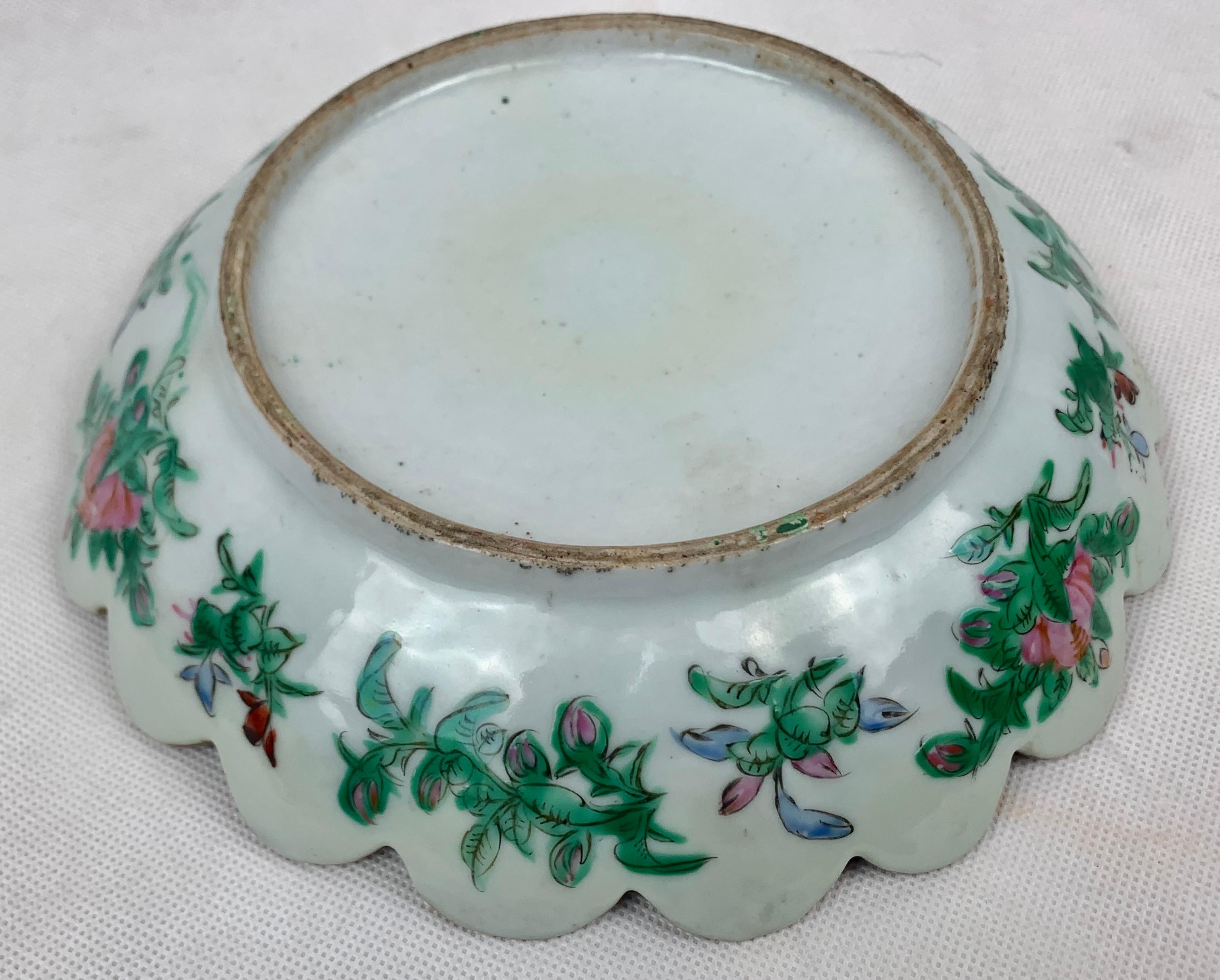 Scalloped Edge Rose Medallion Hand Decorated Porcelain Bowl-Chinese Export 2