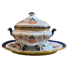Hand-decorated Sévres porcelain tureen from the 50s