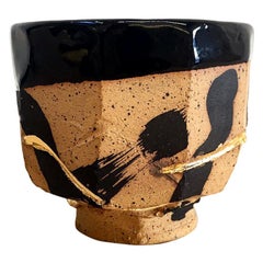 Hand Decorated Stoneware Humble Cup with 22 Karat Gold Luster by Lincoln Mayne