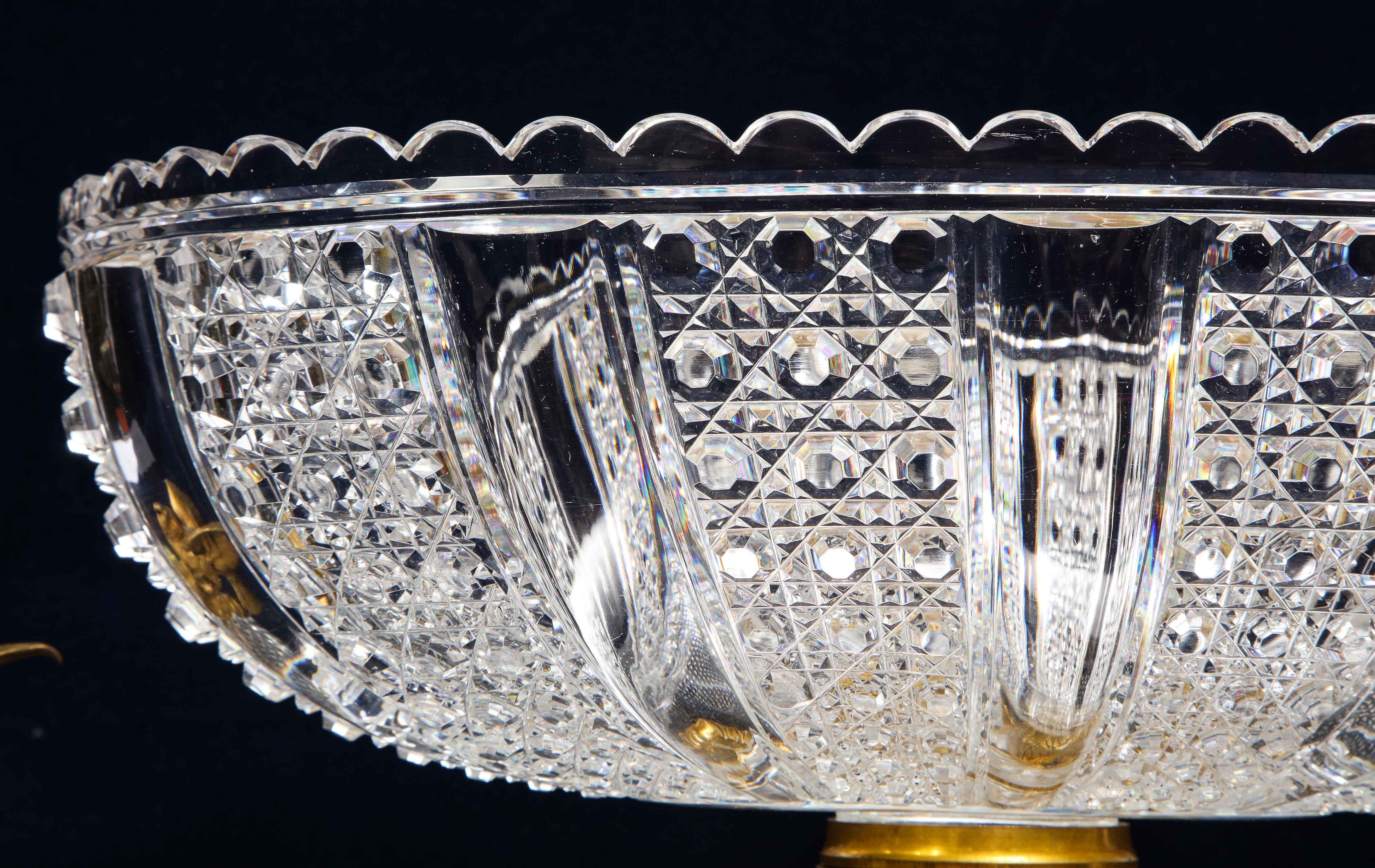 French Hand-Diamond Cut Crystal & Ormolu Mounted Baccarat Centerpiece/Surtout de Table