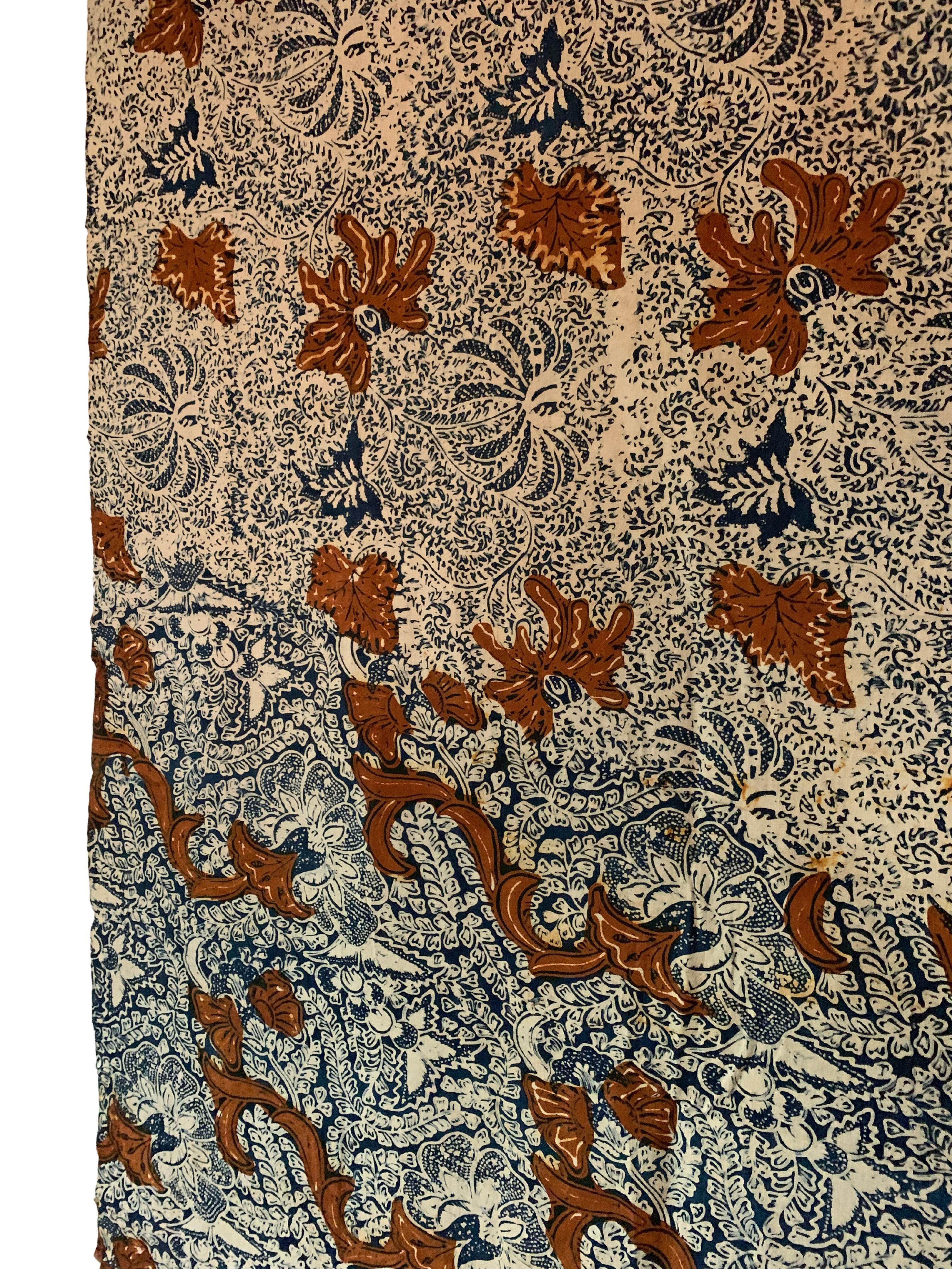Indonesian Hand-Drawn Batik Textile, from Java Indonesia For Sale