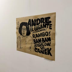 Poster di Lucha Libre disegnato a mano con inchiostro di china su carta kraft