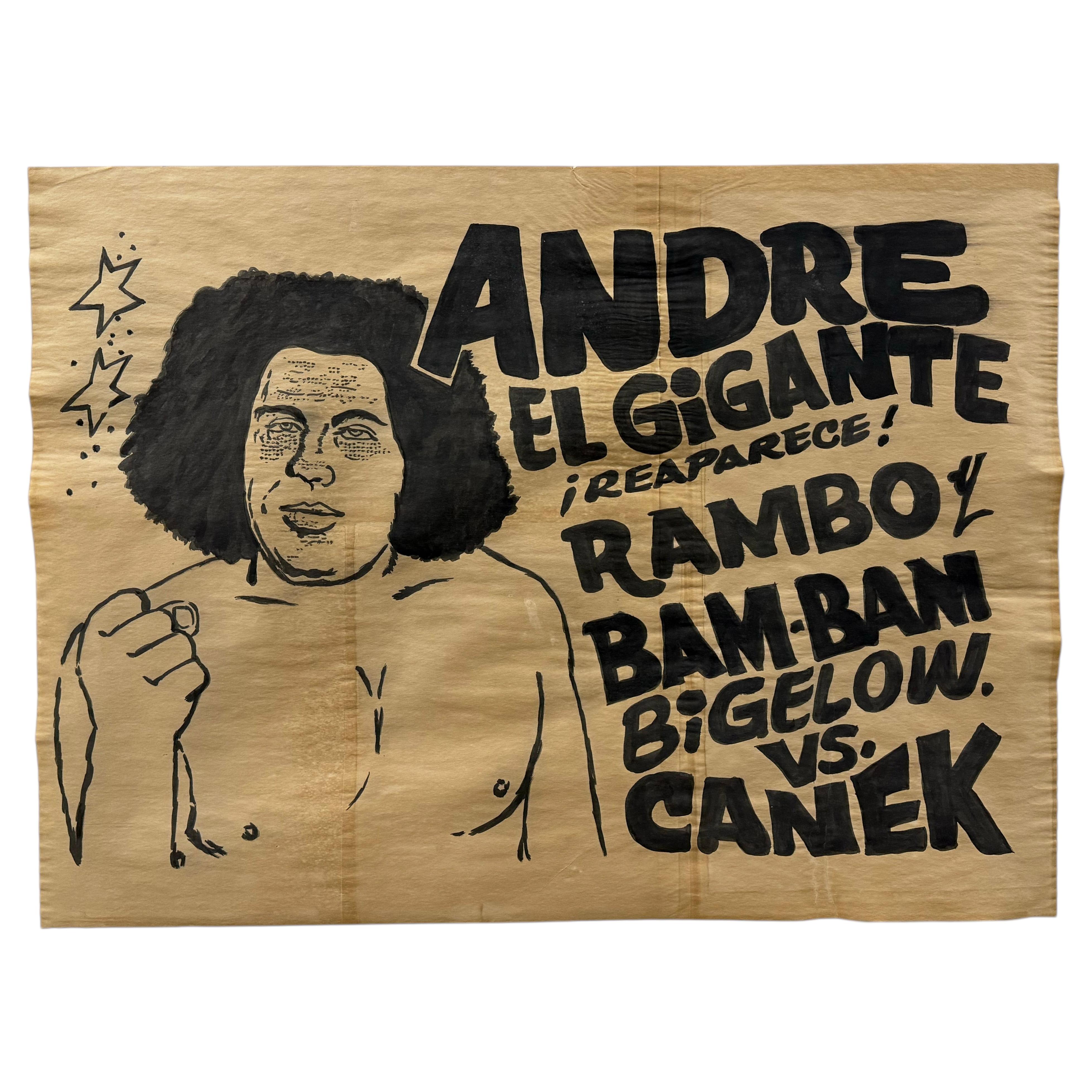 Affiche de lucha libre dessinée à la main à l'encre de Chine sur papier kraft
