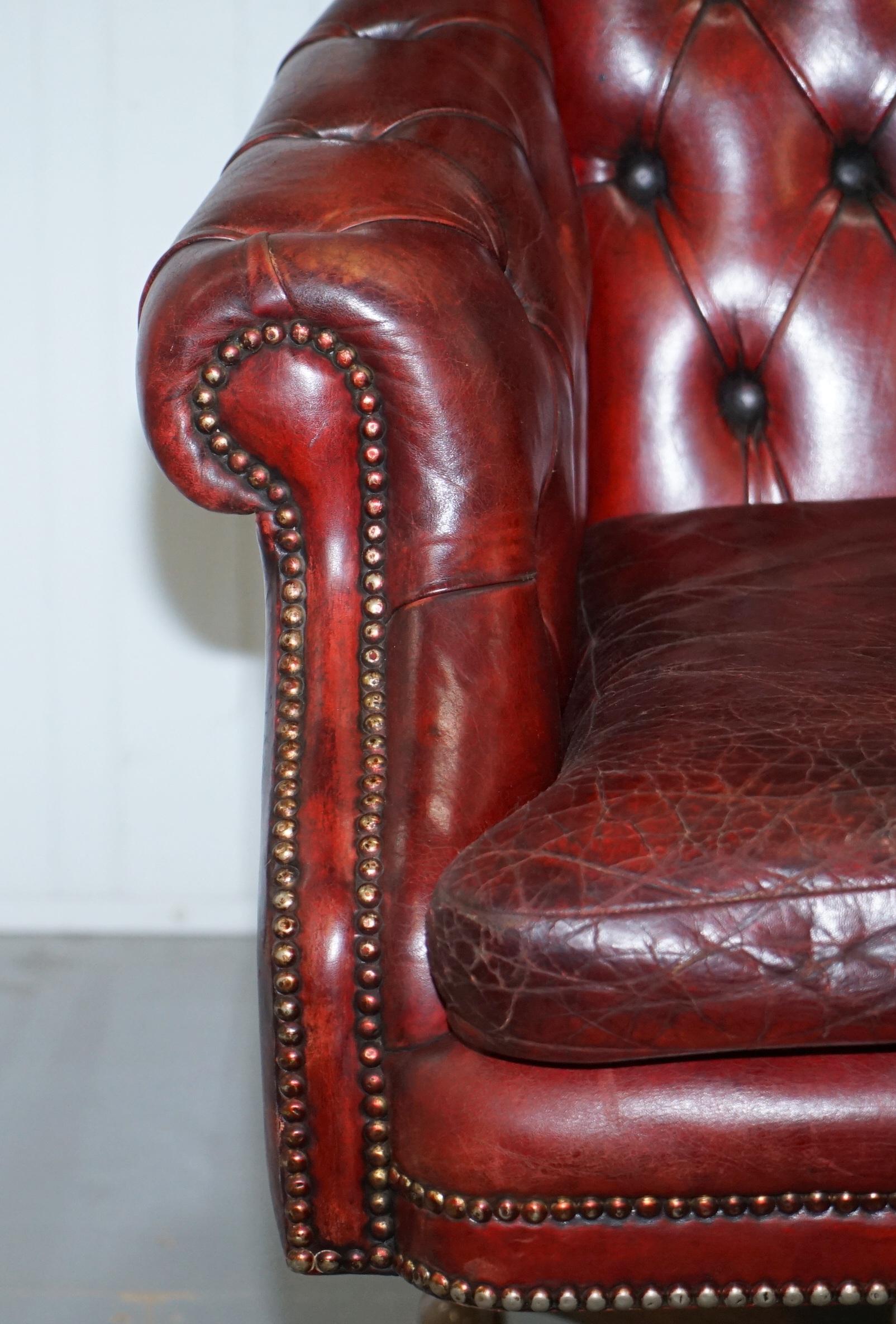 Hand Dyed 1960s Chesterfield Oxblood Leather Directors Captains Office Chair 3