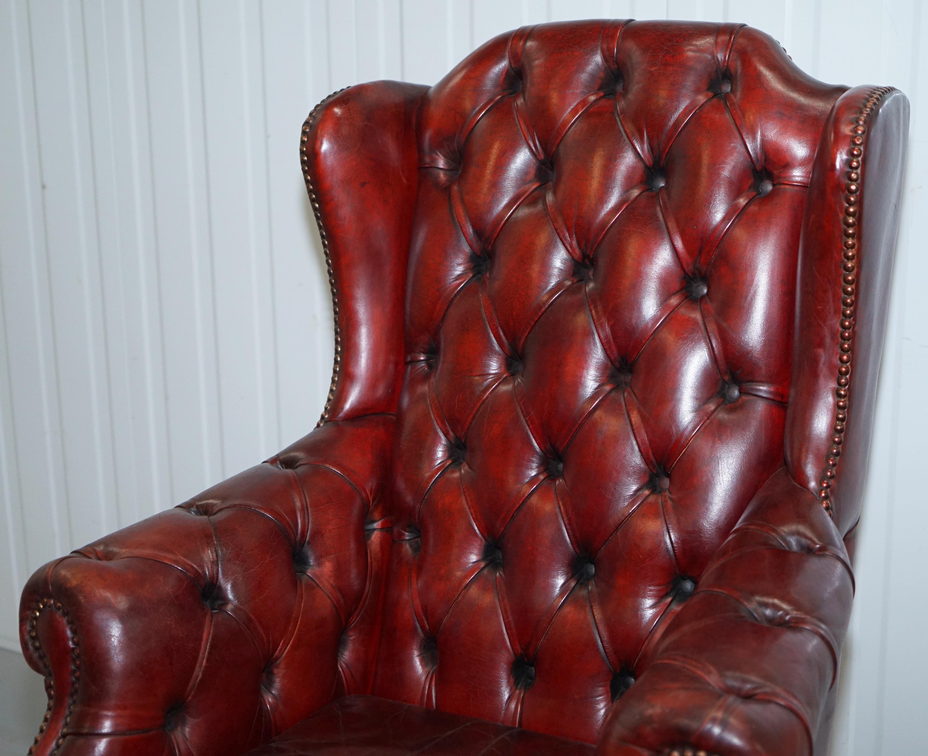 20th Century Hand Dyed 1960s Chesterfield Oxblood Leather Directors Captains Office Chair