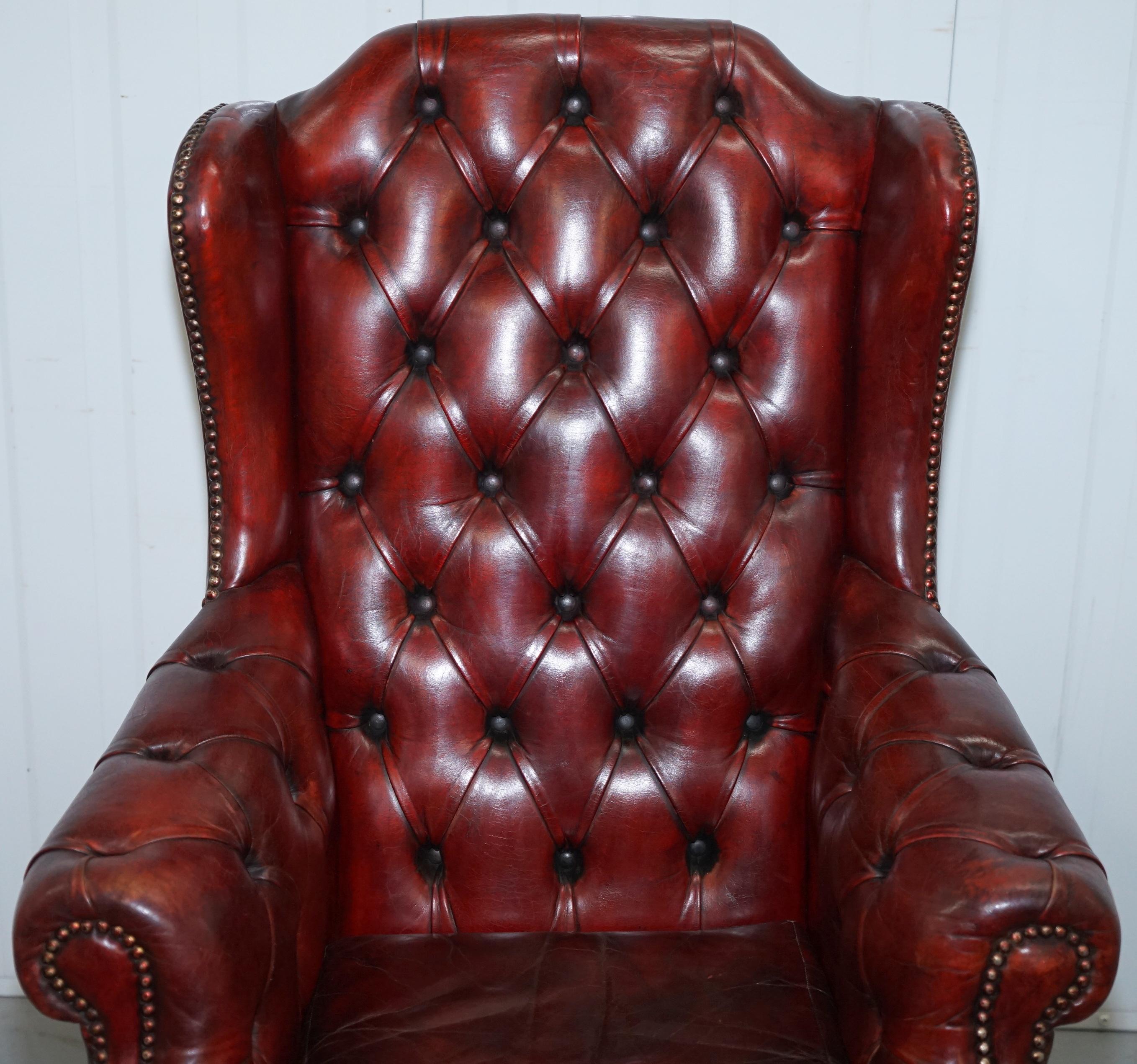 Hand Dyed 1960s Chesterfield Oxblood Leather Directors Captains Office Chair 1