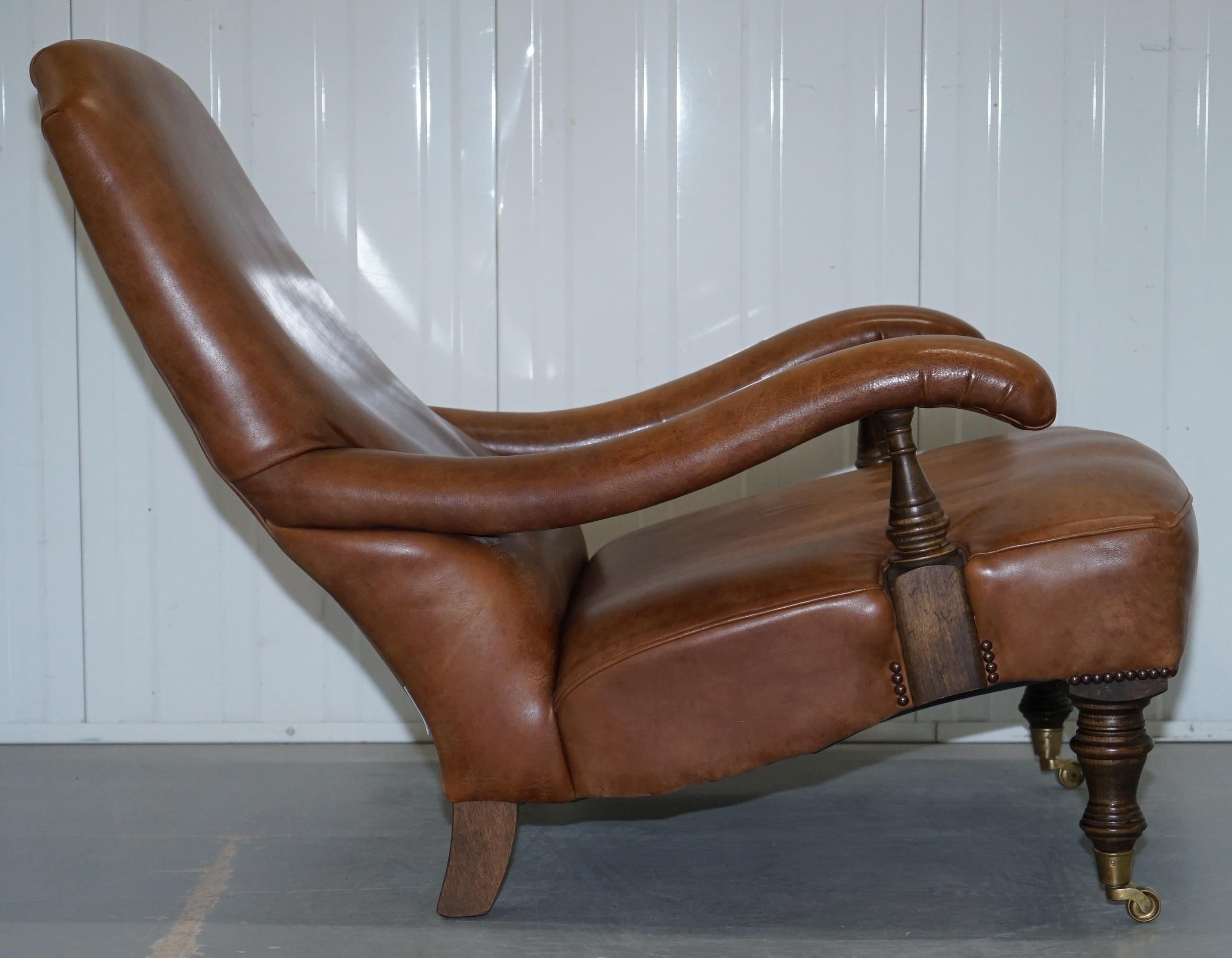 Hand Dyed Aged Brown Leather John Sankey Byron Slipper Armchair and Footstool 2