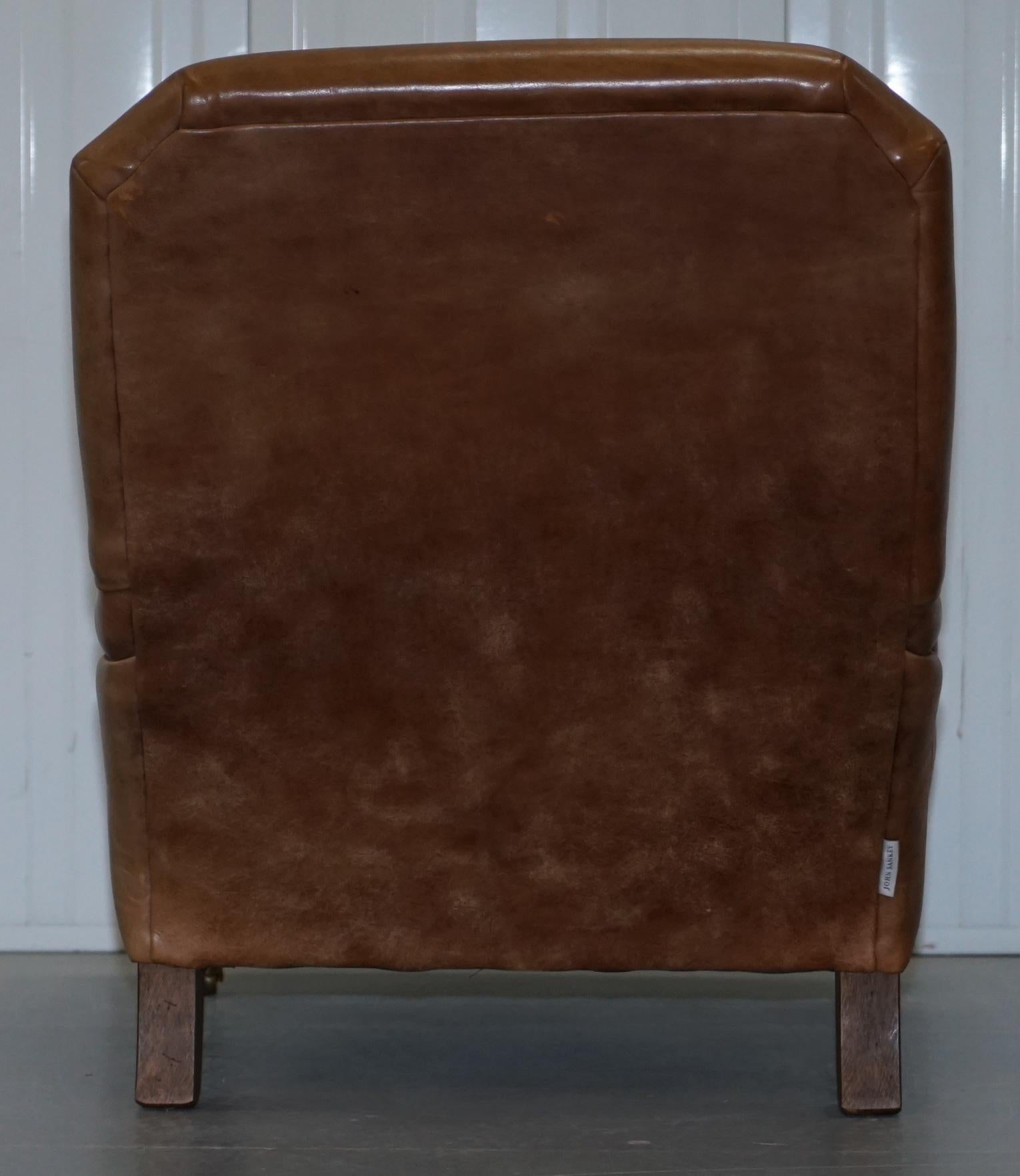 Hand Dyed Aged Brown Leather John Sankey Byron Slipper Armchair and Footstool 3