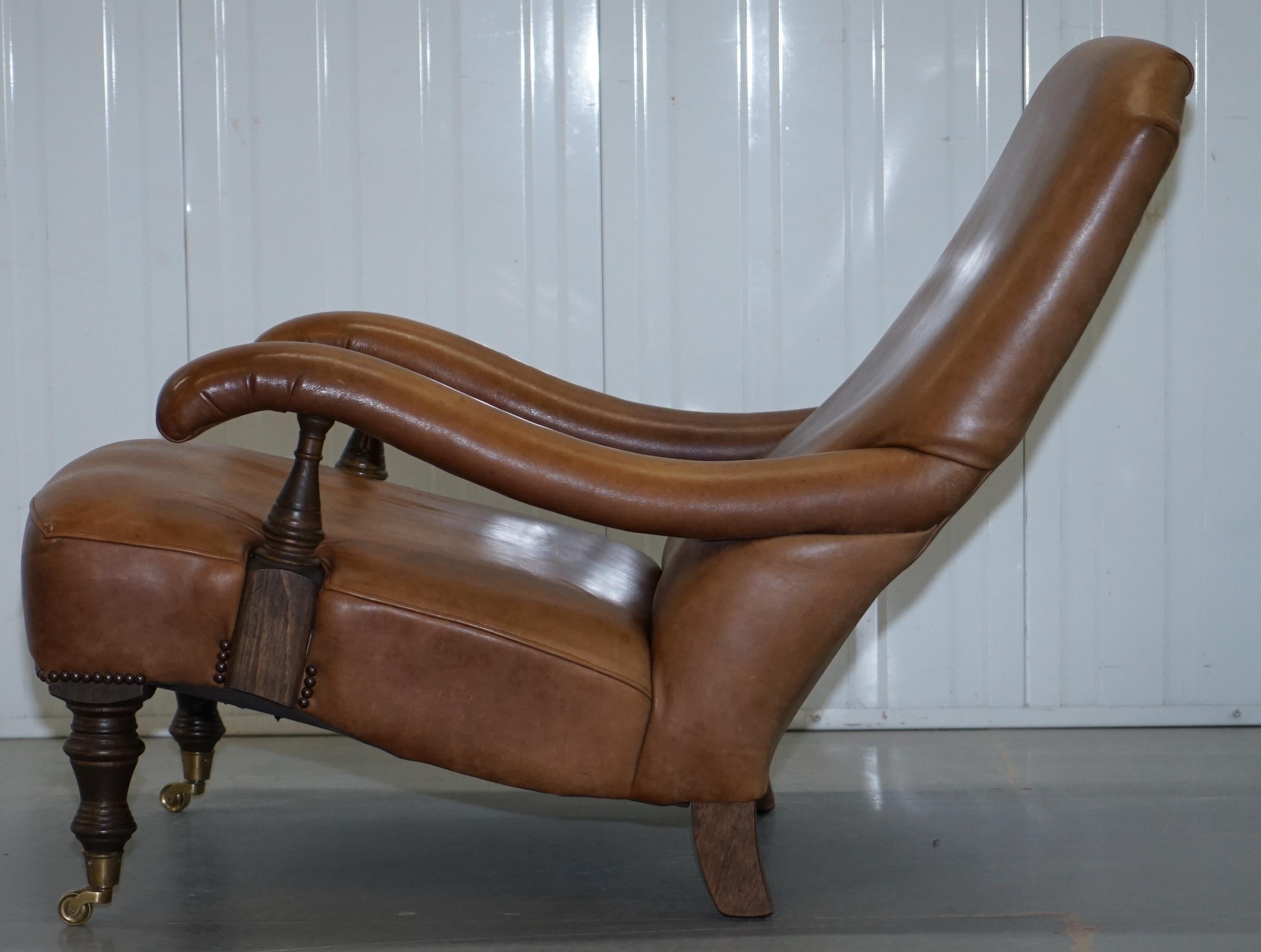 Hand Dyed Aged Brown Leather John Sankey Byron Slipper Armchair and Footstool 5