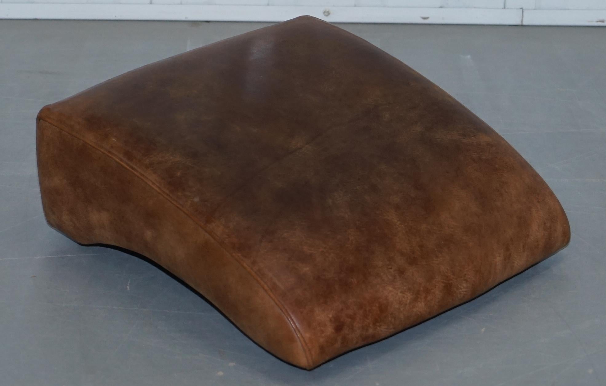 Hand Dyed Aged Brown Leather John Sankey Byron Slipper Armchair and Footstool 6