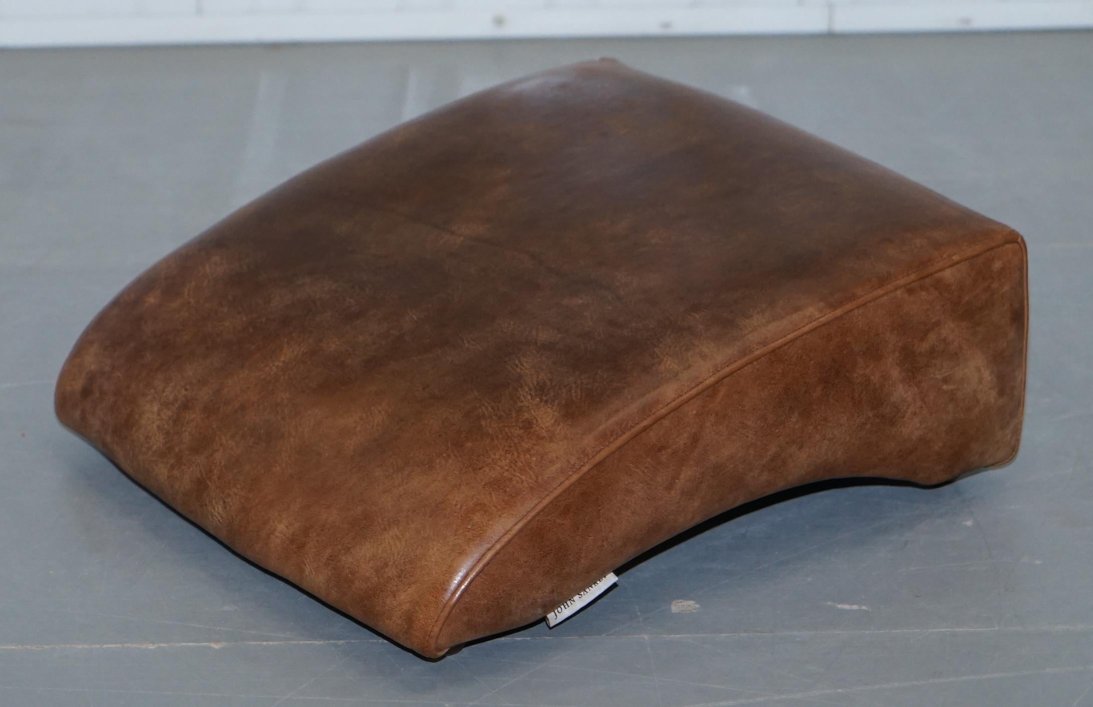 Hand Dyed Aged Brown Leather John Sankey Byron Slipper Armchair and Footstool 8