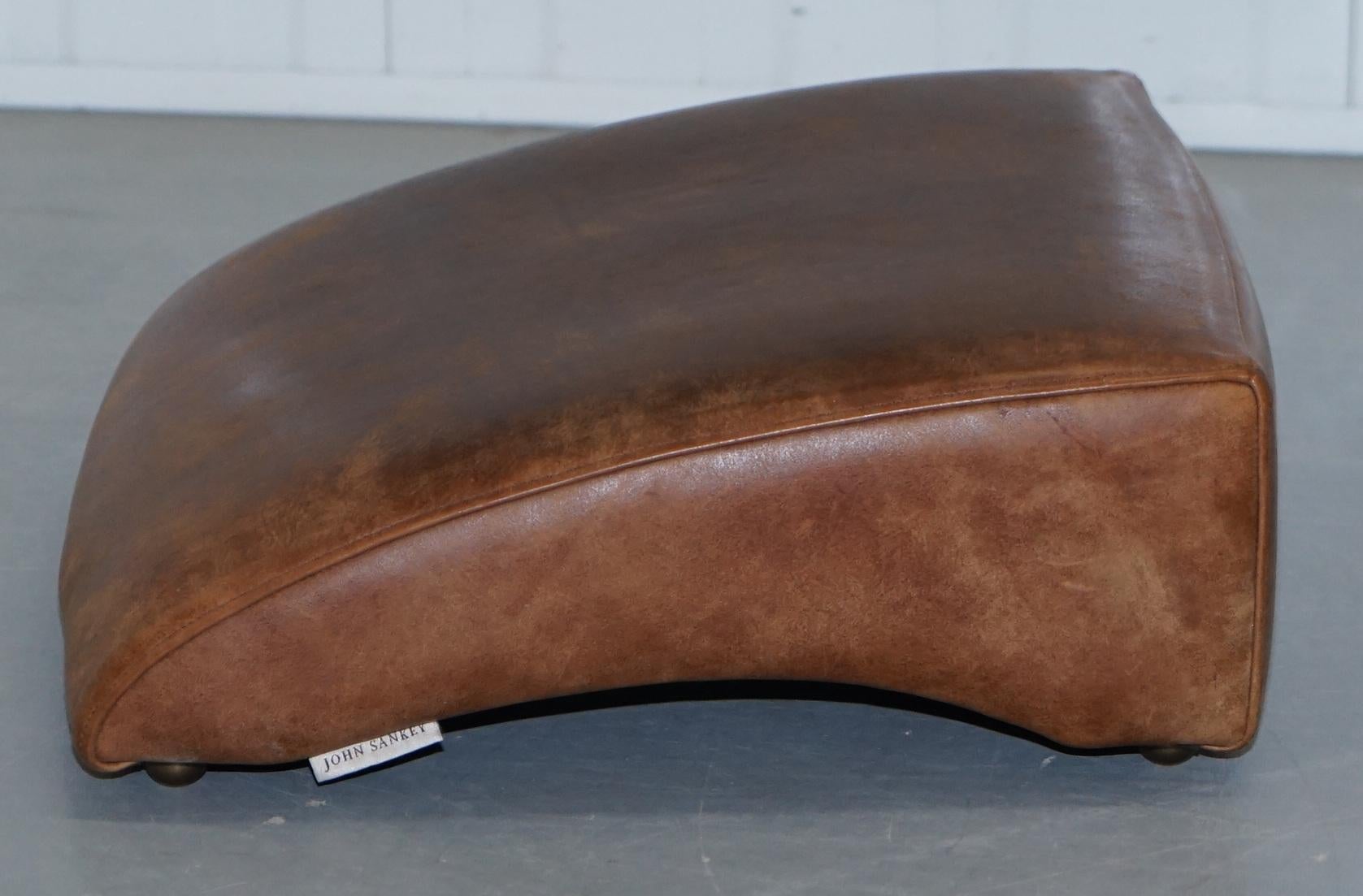 Hand Dyed Aged Brown Leather John Sankey Byron Slipper Armchair and Footstool 9