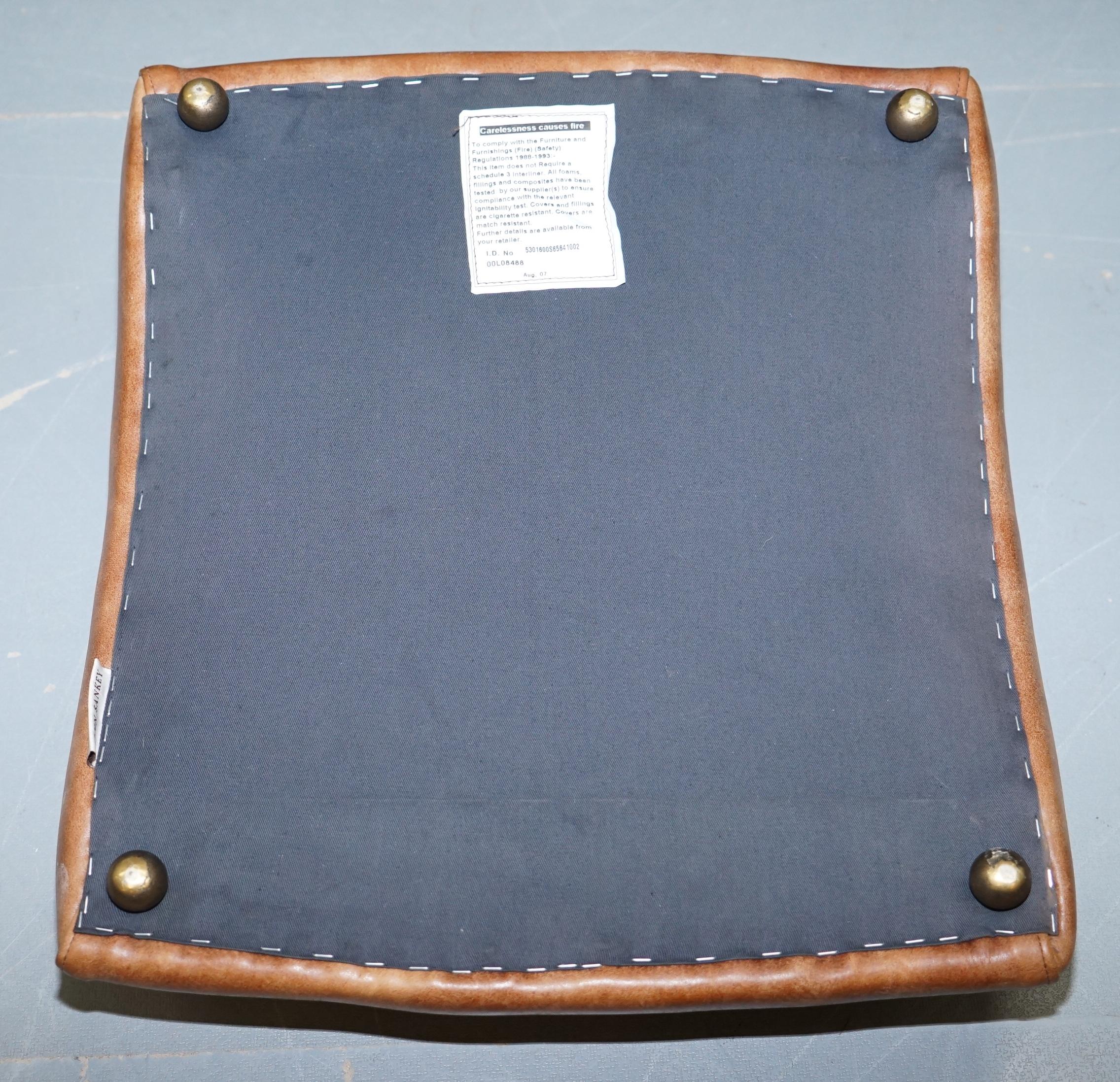 Hand Dyed Aged Brown Leather John Sankey Byron Slipper Armchair and Footstool 10