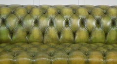 Hand-Dyed Green Leather Chesterfield Sofa