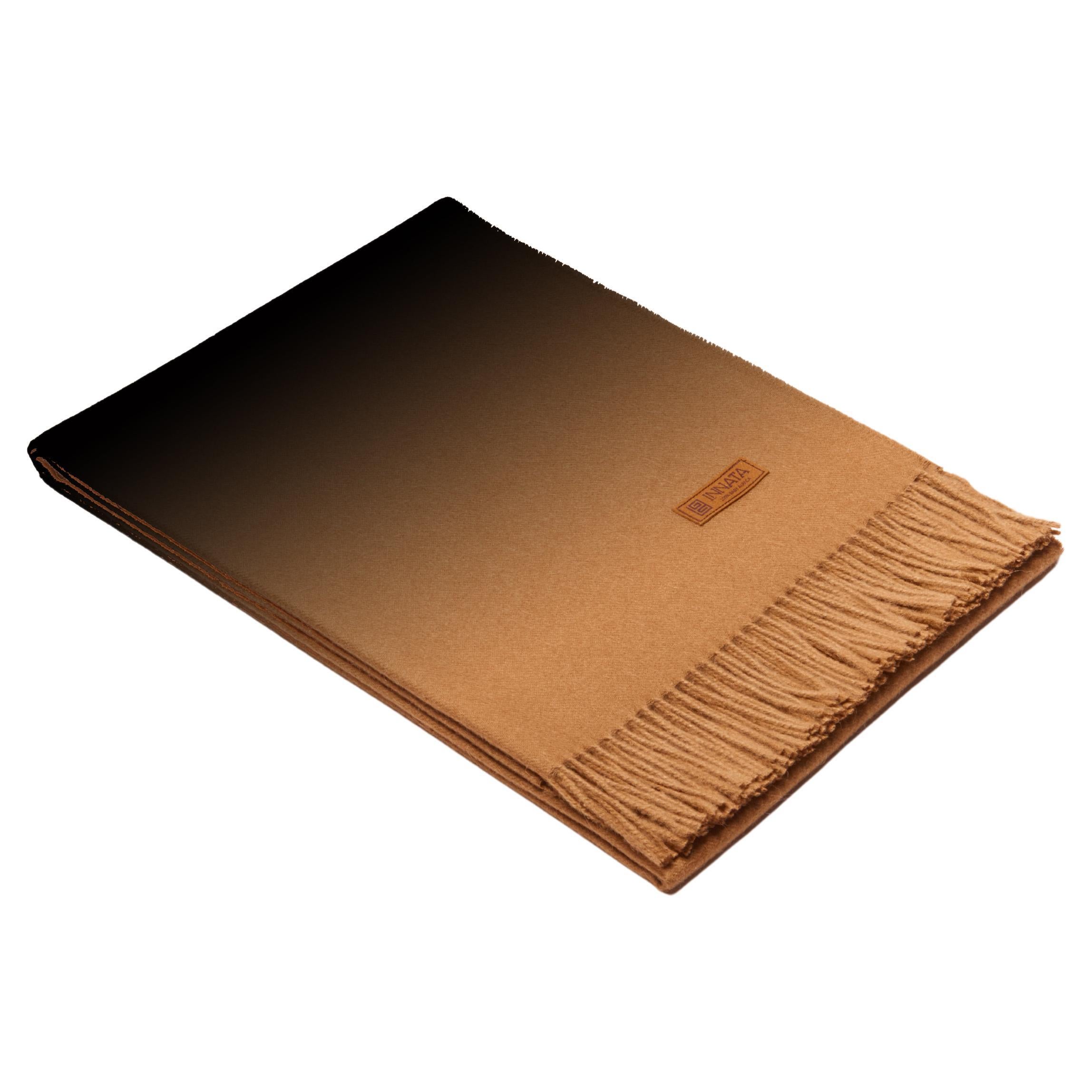 Hand-Dyed Peruvian Luxury Baby Alpaca Wool Throw in Camel with Black Tint