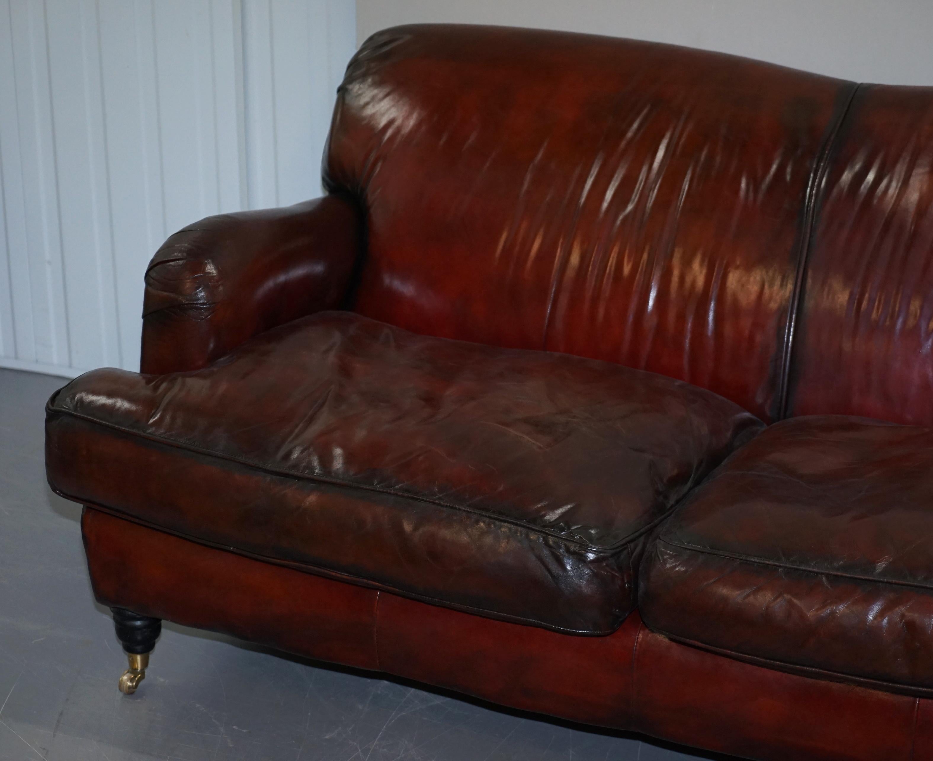 reddish brown leather sofa