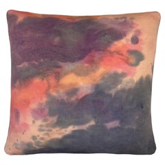 Hand Painted Silk Pillow, Abstract No.6, Peach Pink & Gray