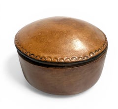 Hand-Dyed Tuareg Leather Round Trinket Box by Malian Artisan