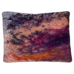 Hand-Dyed Velvet Throw Pillow in Abstract No. 4 Magenta, Purple, Orange & Navy