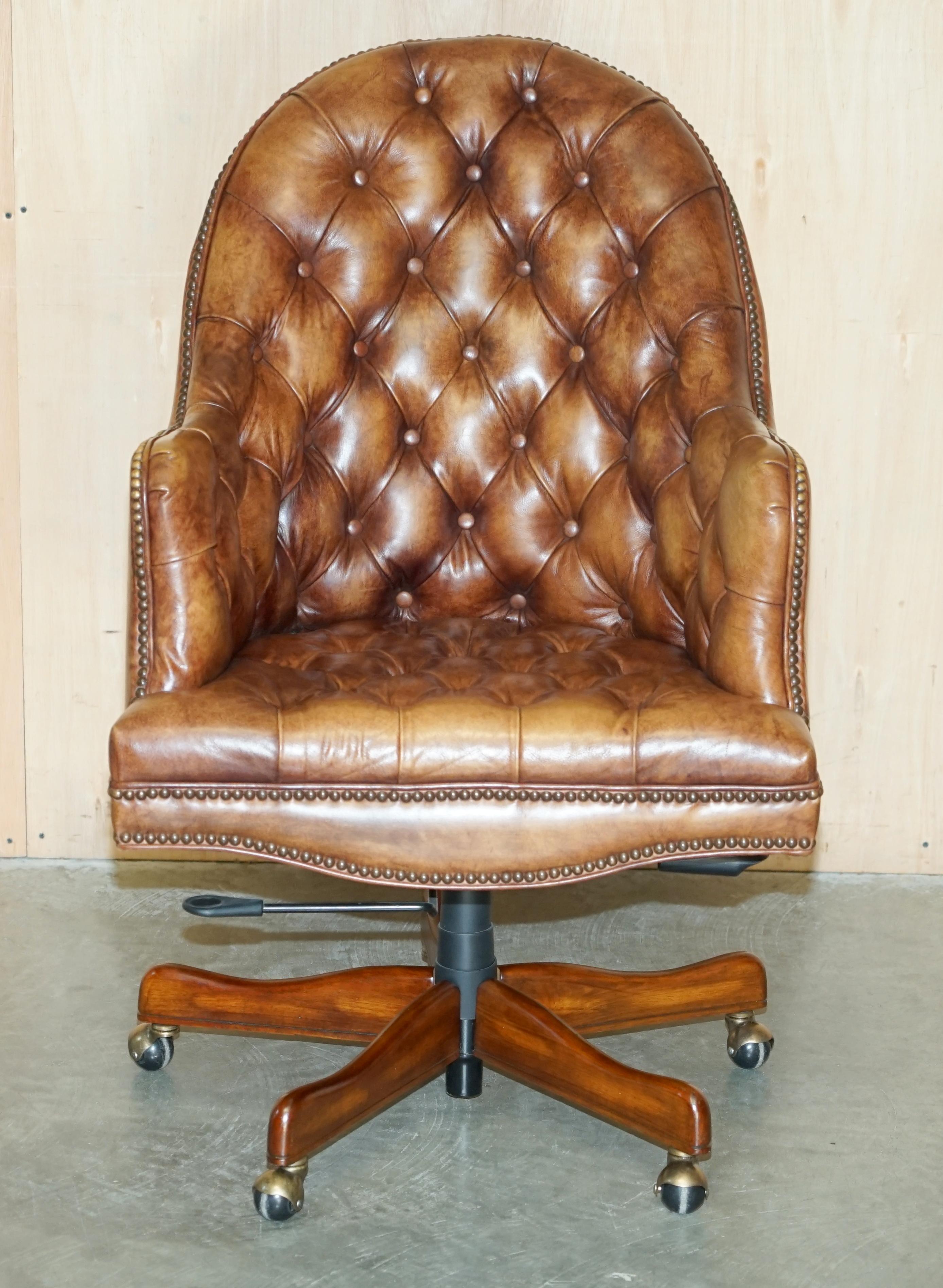 Royal House Antiques

Royal House Antiques is delighted to offer for sale this stunning hand made in England, aged brown hand dyed leather Chesterfield captains office chair 

Please note the delivery fee listed is just a guide, it covers within the