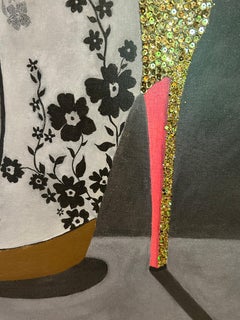 Hand Embellished Limited Edition Giclee of Christian Laboutin Shoe