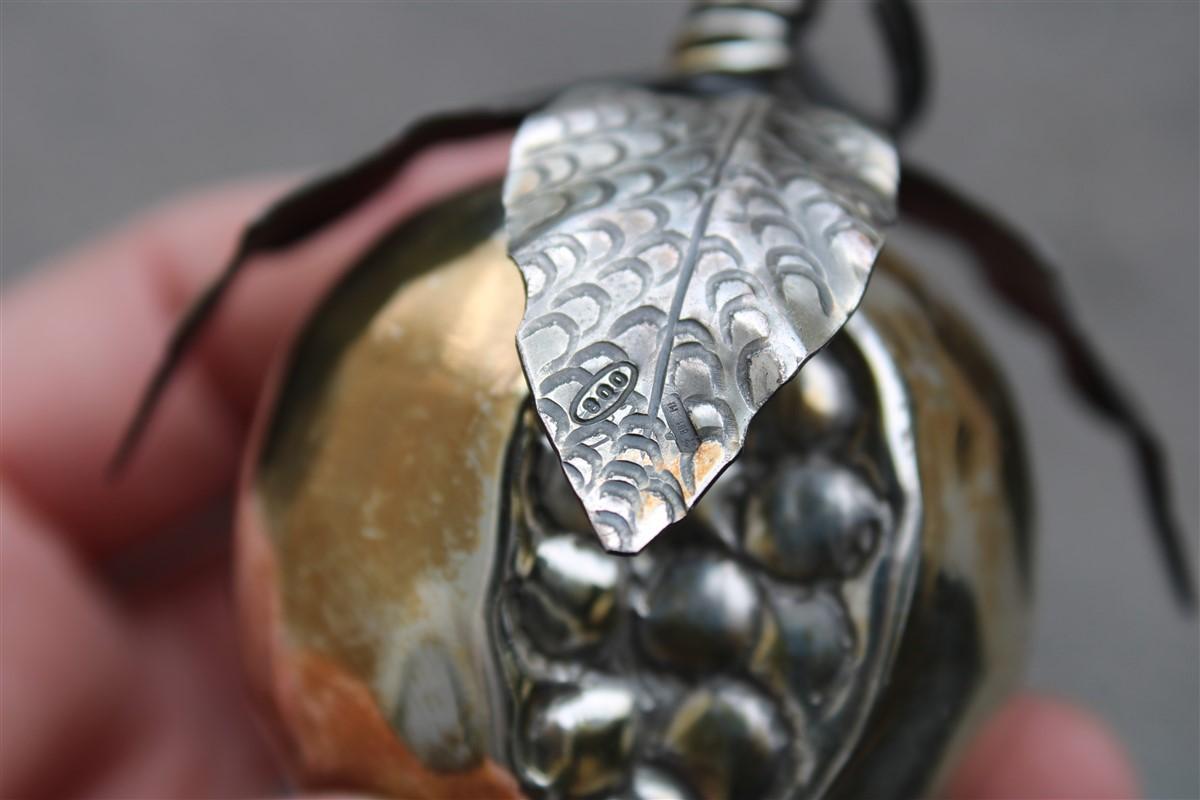 Hand-embossed 800 silver fruit, almost real size, Buccellati style For Sale 4