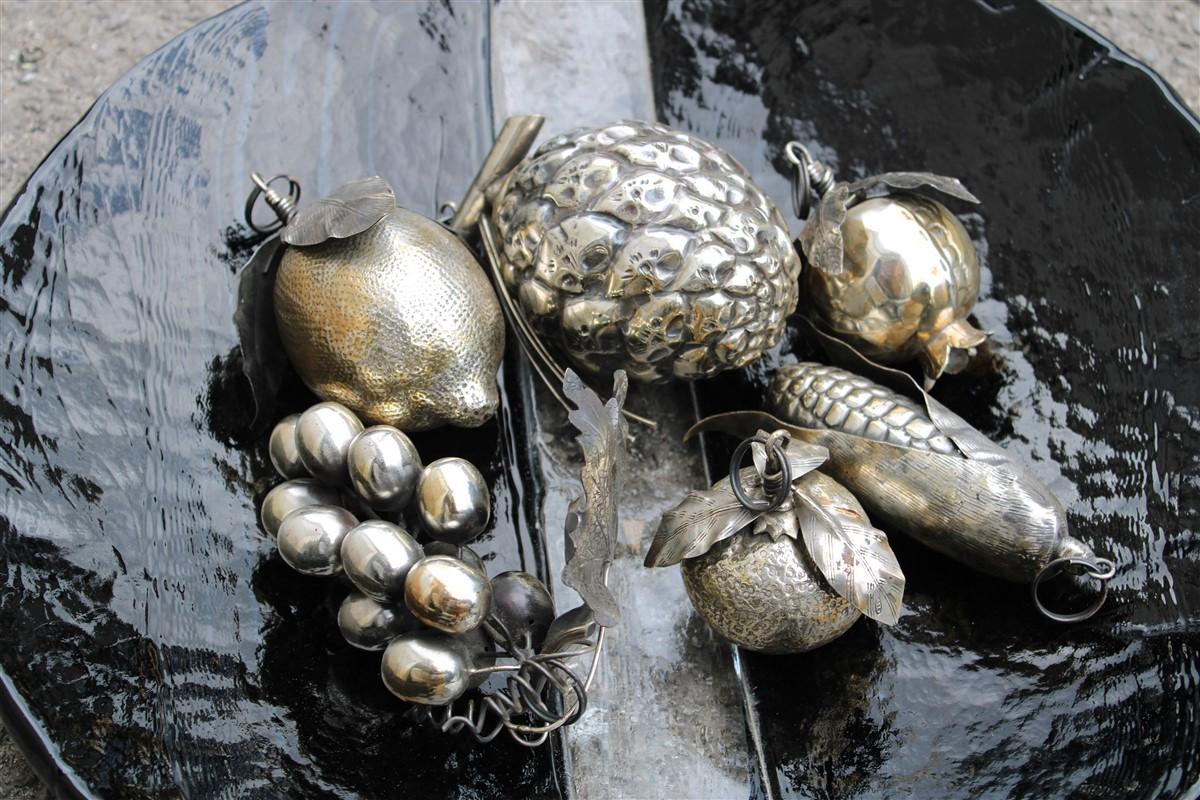 Handgeprägte Früchte aus 800er Silber, fast echte Größe, im Buccellati-Stil (Moderne der Mitte des Jahrhunderts) im Angebot
