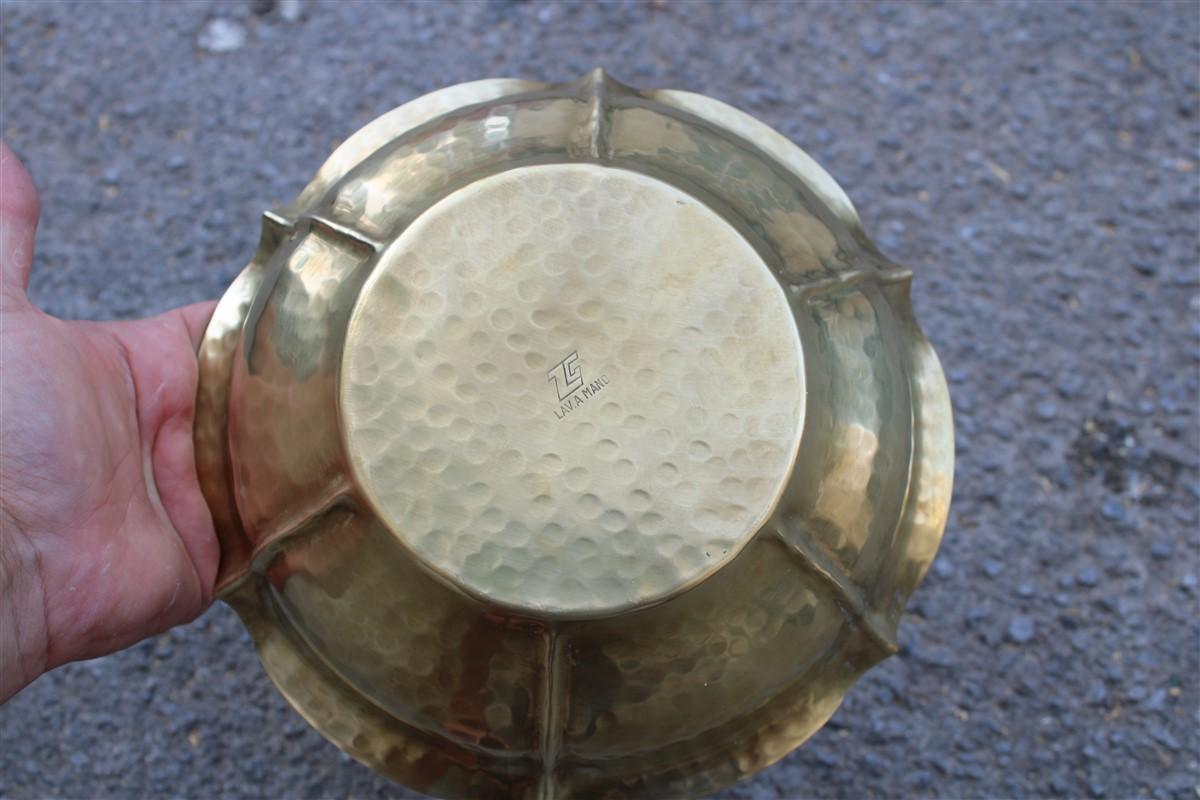 European Hand-Embossed Bowl Hammered 1970s Italian Design Brass Gold