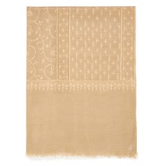 Hand Embroidered  100% Cashmere Shawl in Camel Beige Made in Kashmir India