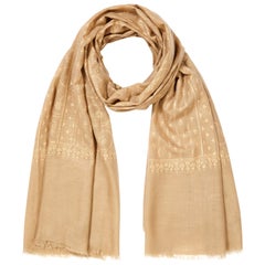 Hand Embroidered  100% Cashmere Shawl in Camel Beige Made in Kashmir India -Gift