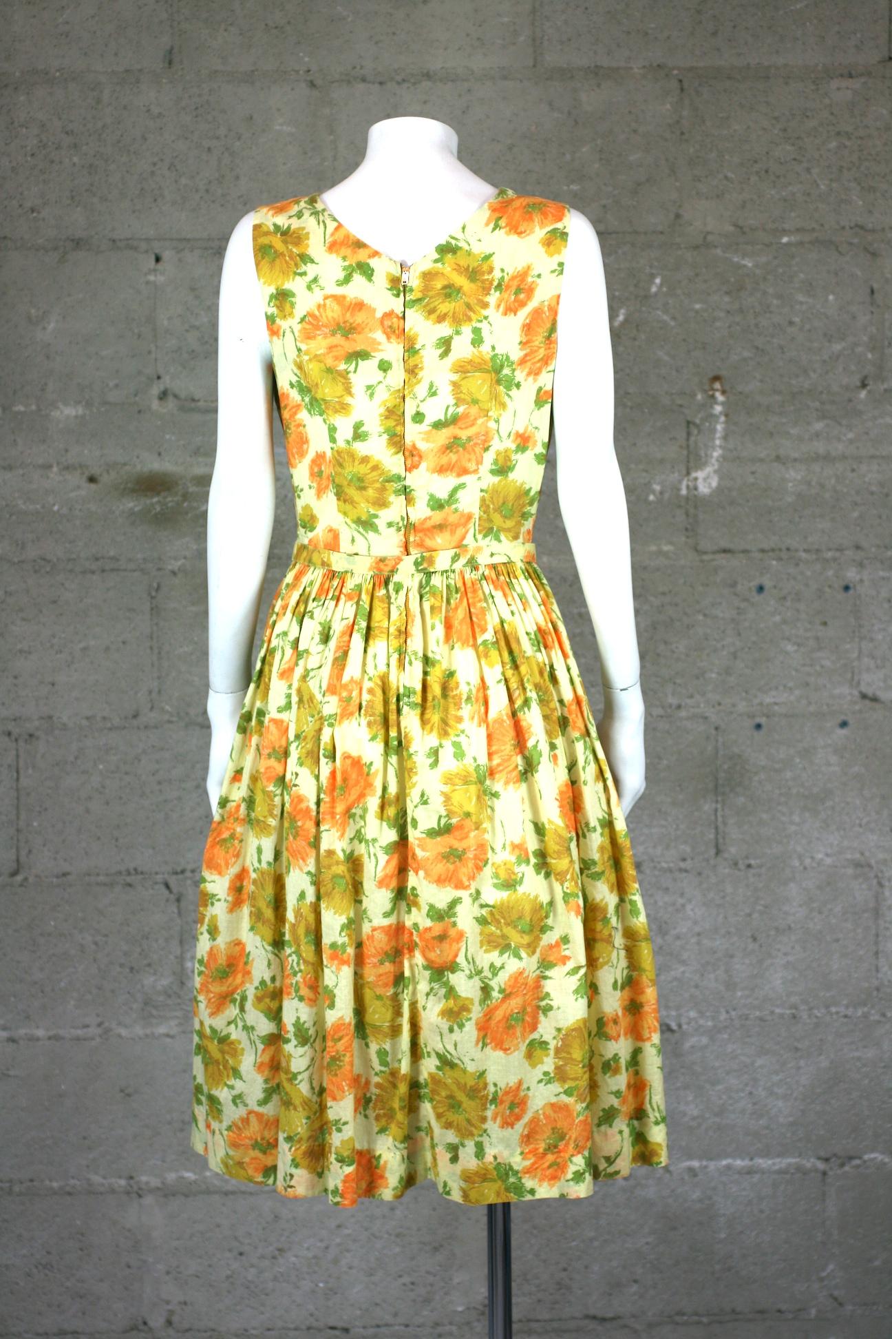 Brown Hand Embroidered 1950's Roswell Dress, Studio VL For Sale