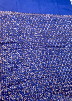 Hand Embroidered Cashmere Pashmina/ Wool Shawl Blue Color Made in Kashmir Unisex