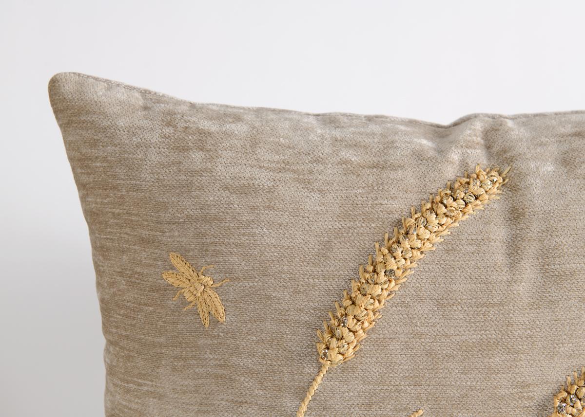 French Hand Embroidered Chenille Pillow by Miguel Cisterna, France, 2020 For Sale