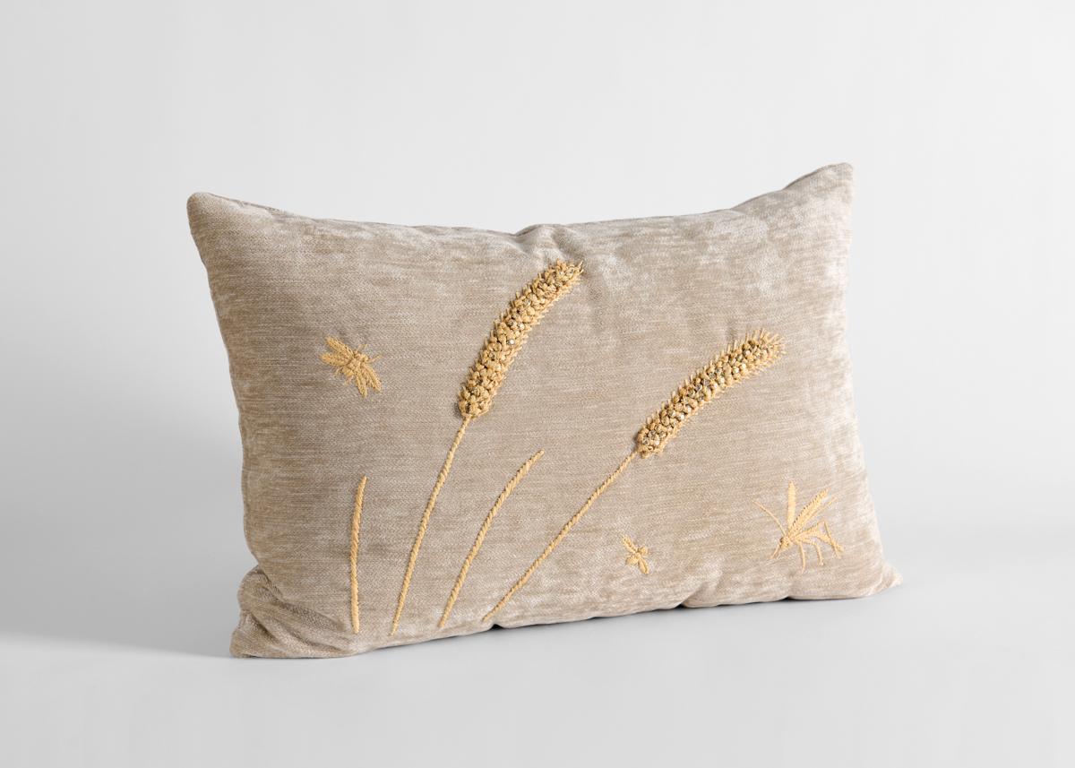 Hand Embroidered Chenille Pillow by Miguel Cisterna, France, 2020 In Good Condition For Sale In New York, NY