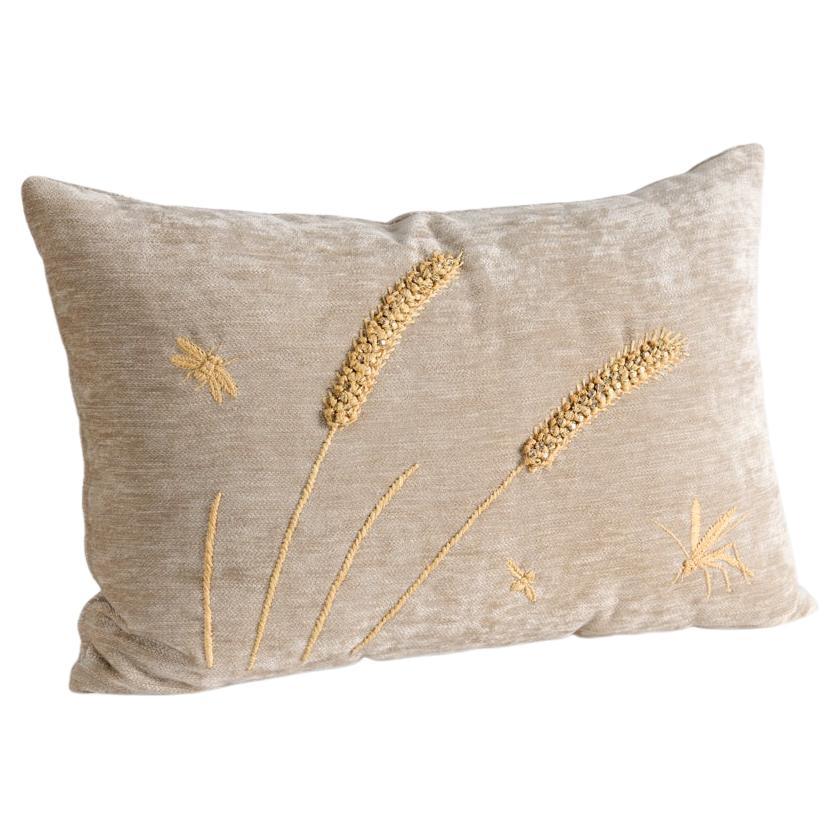 Hand Embroidered Chenille Pillow by Miguel Cisterna, France, 2020 For Sale