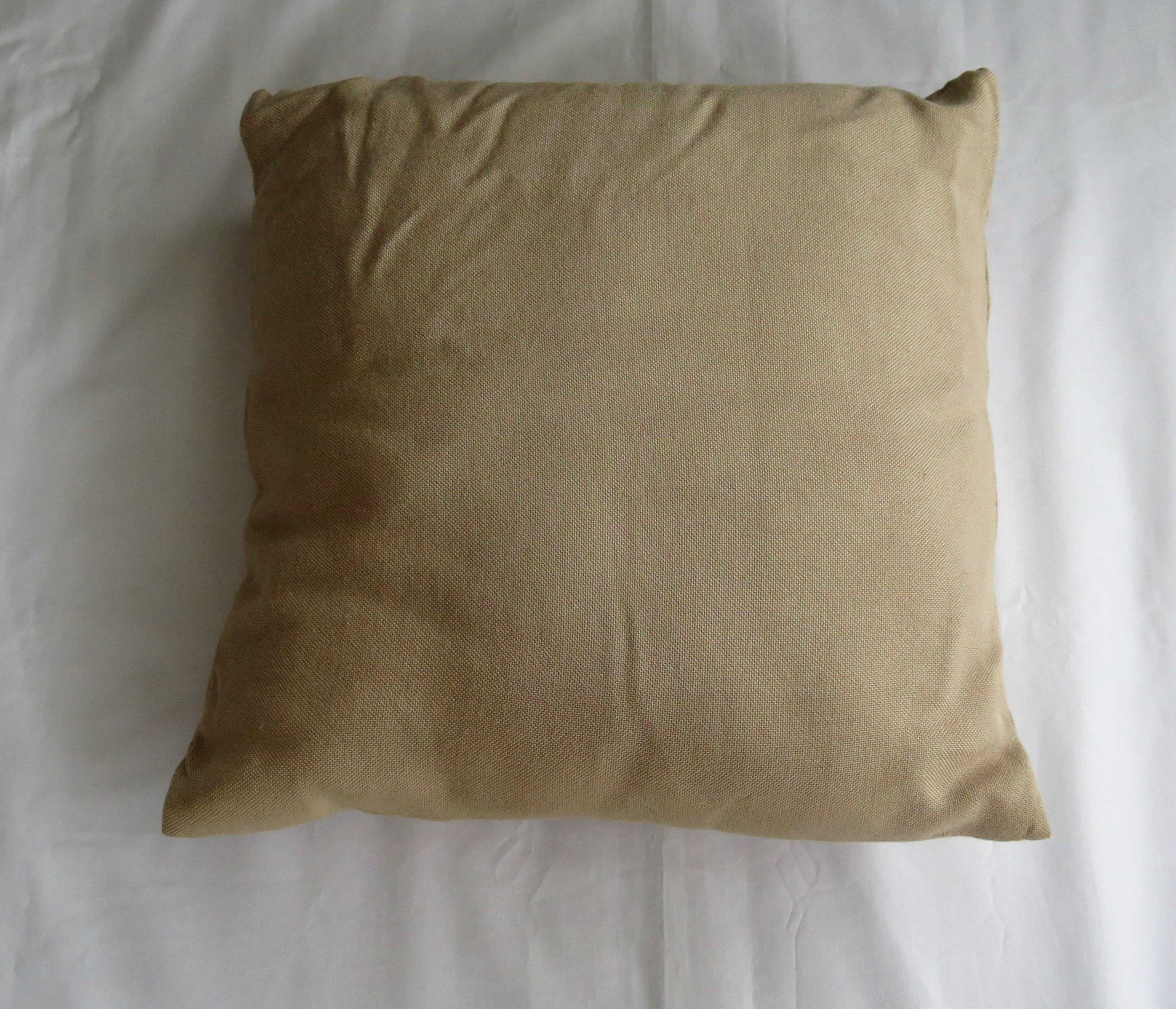 Hand Embroidered Cushion or Pillow, English circa 1940s For Sale 5