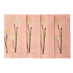 Hand Embroidered Flora and Flutter Napkins (Set of 4 )