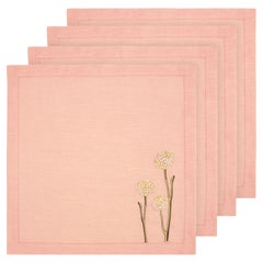 Hand Embroidered Flora and Flutter Napkins (Set of 4 )