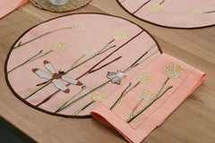 Tovagliette ricamate a mano con fiori e affreschi (set di 4)