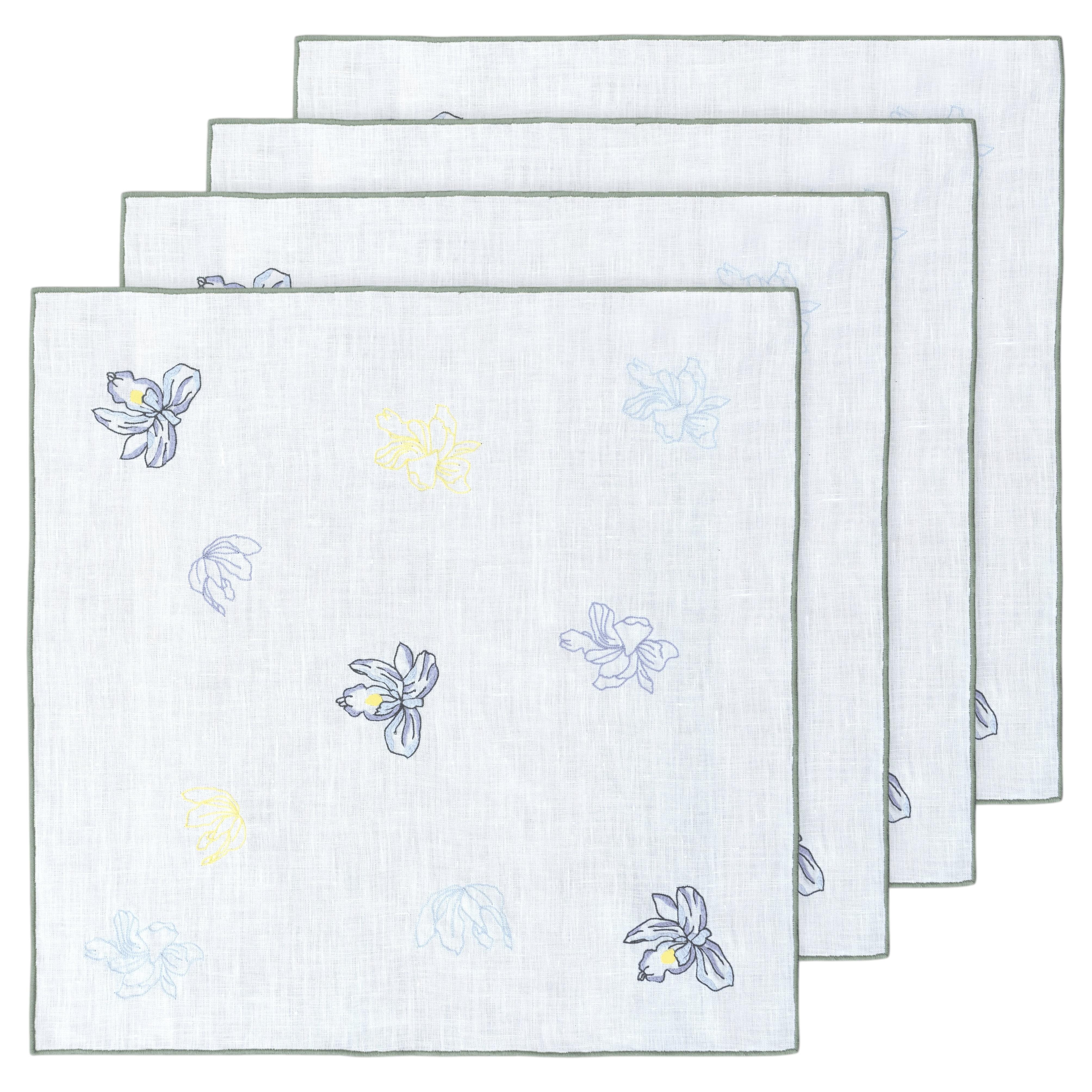 Handbestickte „Jardin“-Servietten, 18" x 18" (4er-Set) im Angebot