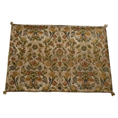 Hand Embroidered Floral Throw, wool on cotton, Early 20th Century, 50x35.5"