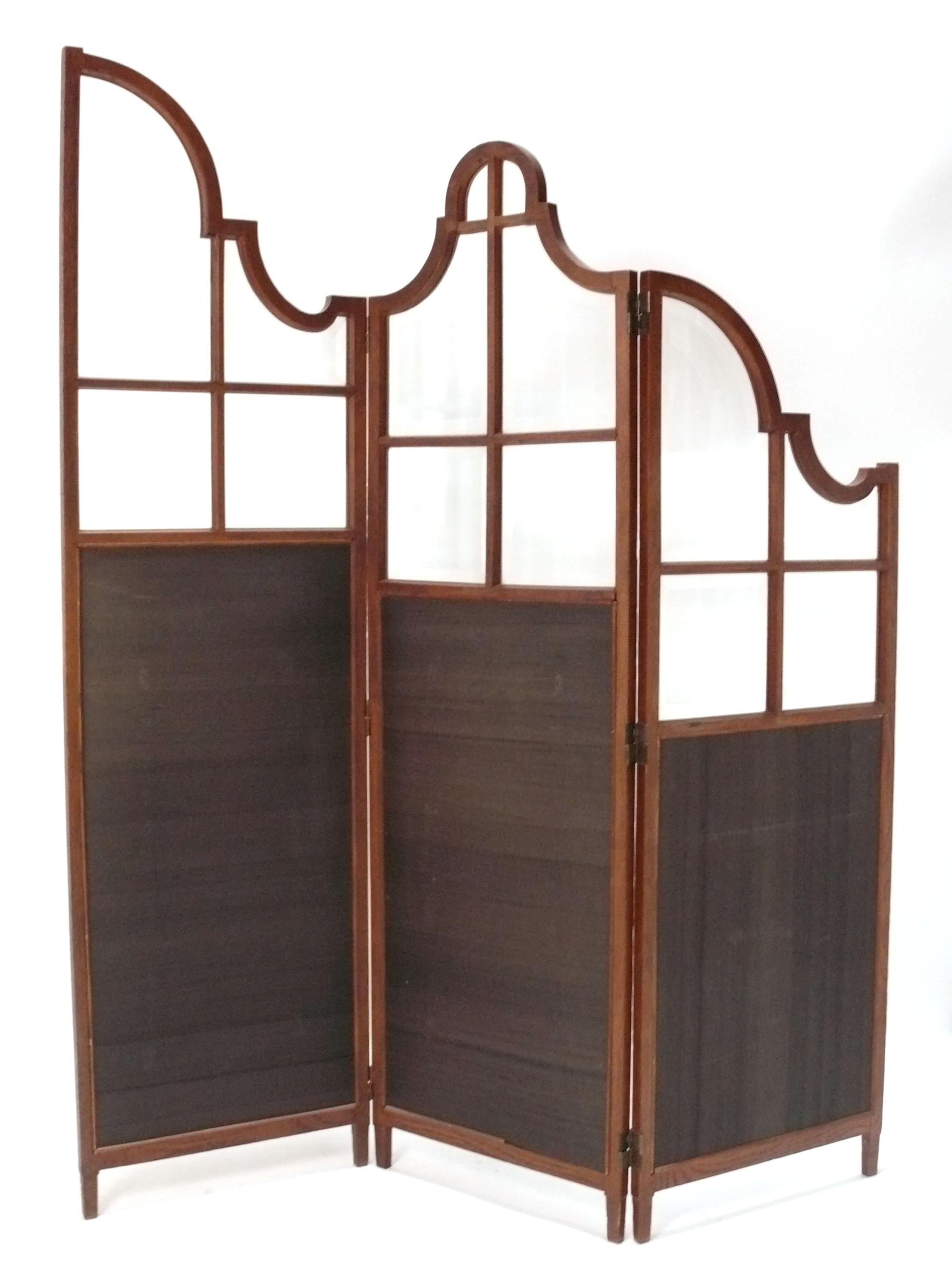 Hand Embroidered Folding Screen Arts and Crafts Era circa 1910s In Good Condition For Sale In Atlanta, GA