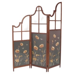 Hand Embroidered Folding Screen Arts and Crafts Era circa 1910s