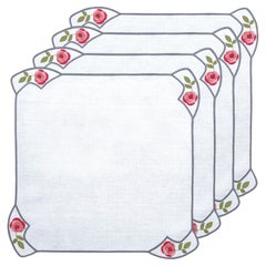 Hand Embroidered Heirloom Petals Napkins (Set of 4)