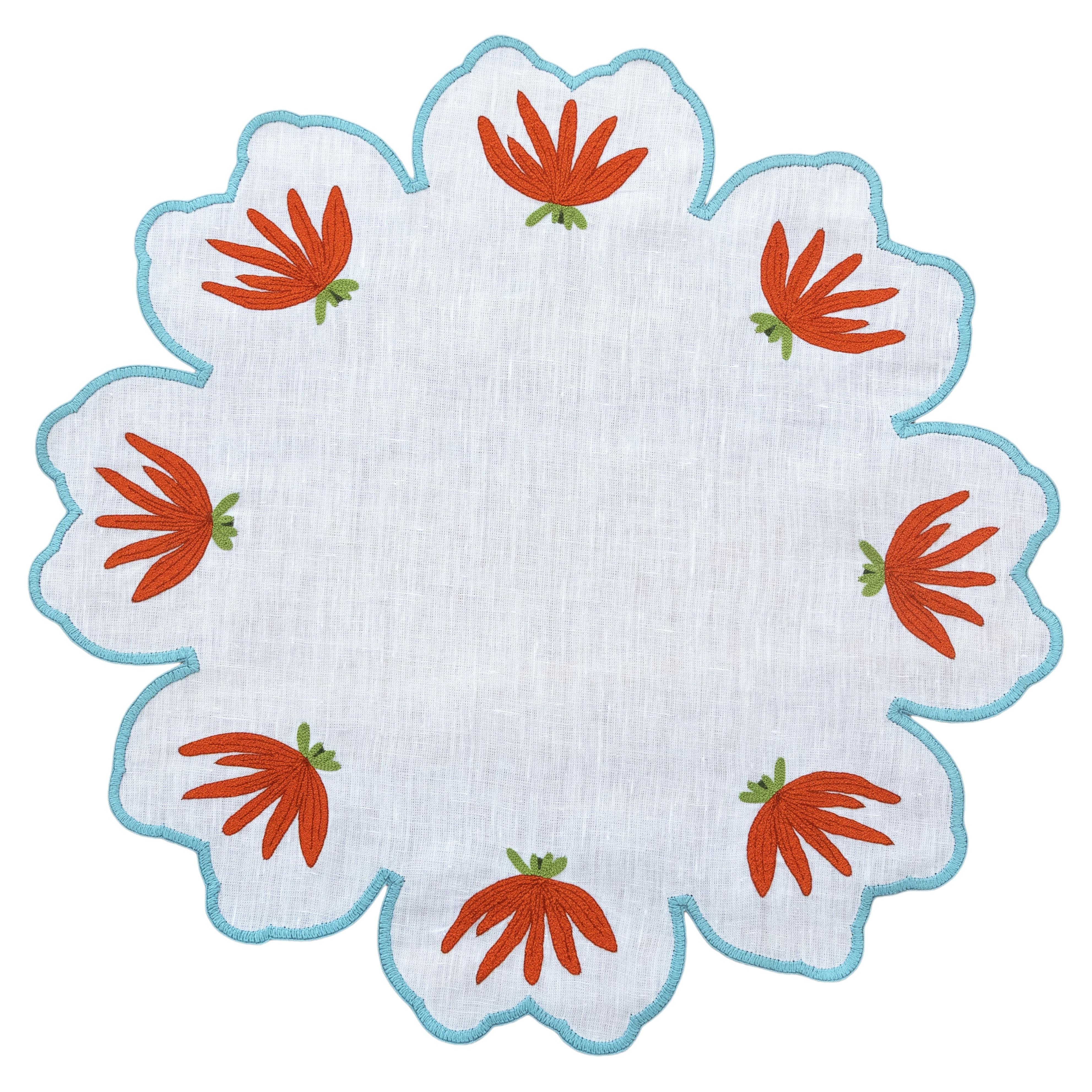 Hand Embroidered Modar Petal Placemats 16" round (Set of 4)