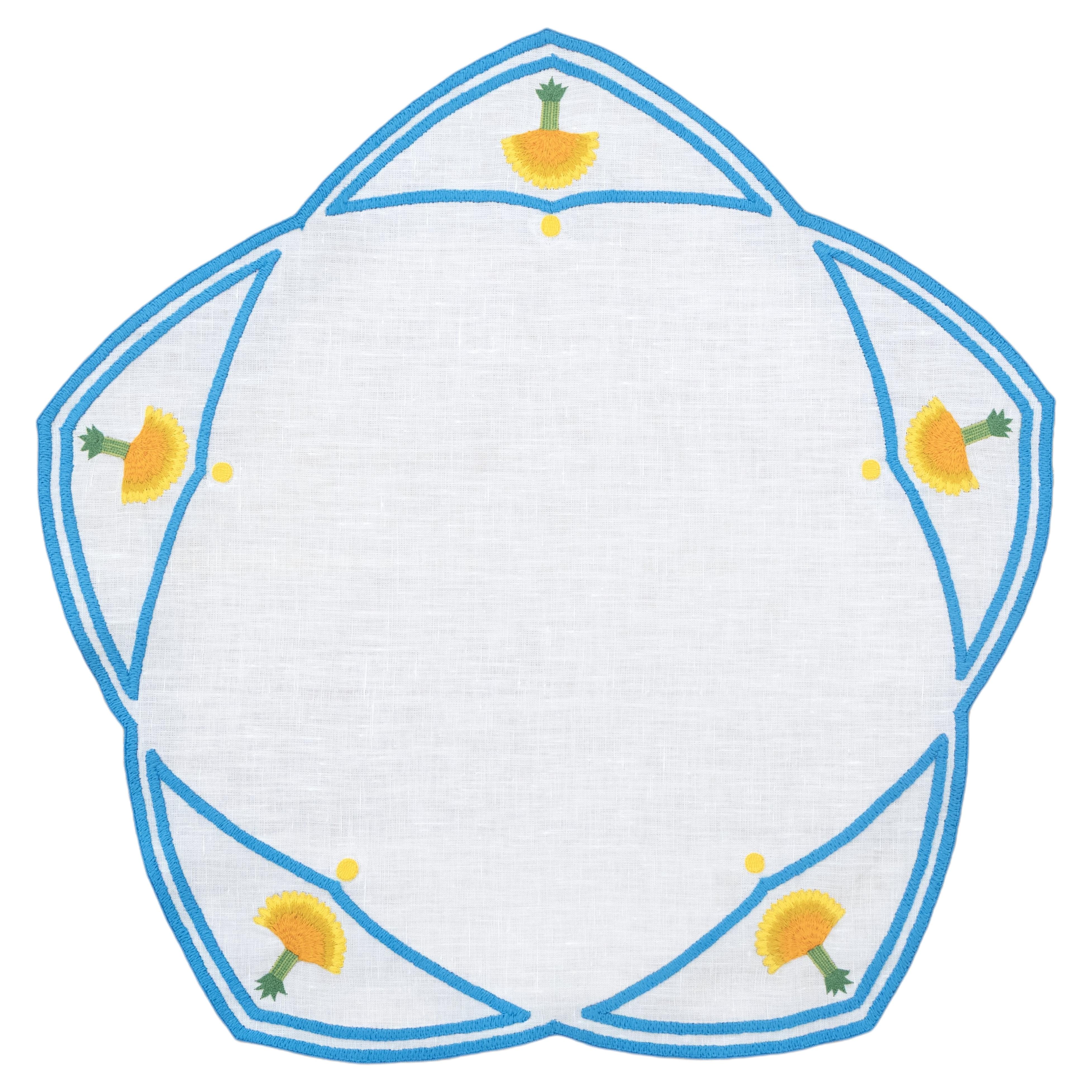 Hand Embroidered Dandelion Drift Placemats 16" round (Set of 4)