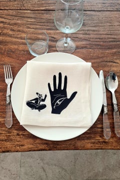Hand-Embroidered Linen Table Napkin "Khomsa" – Collection Medina