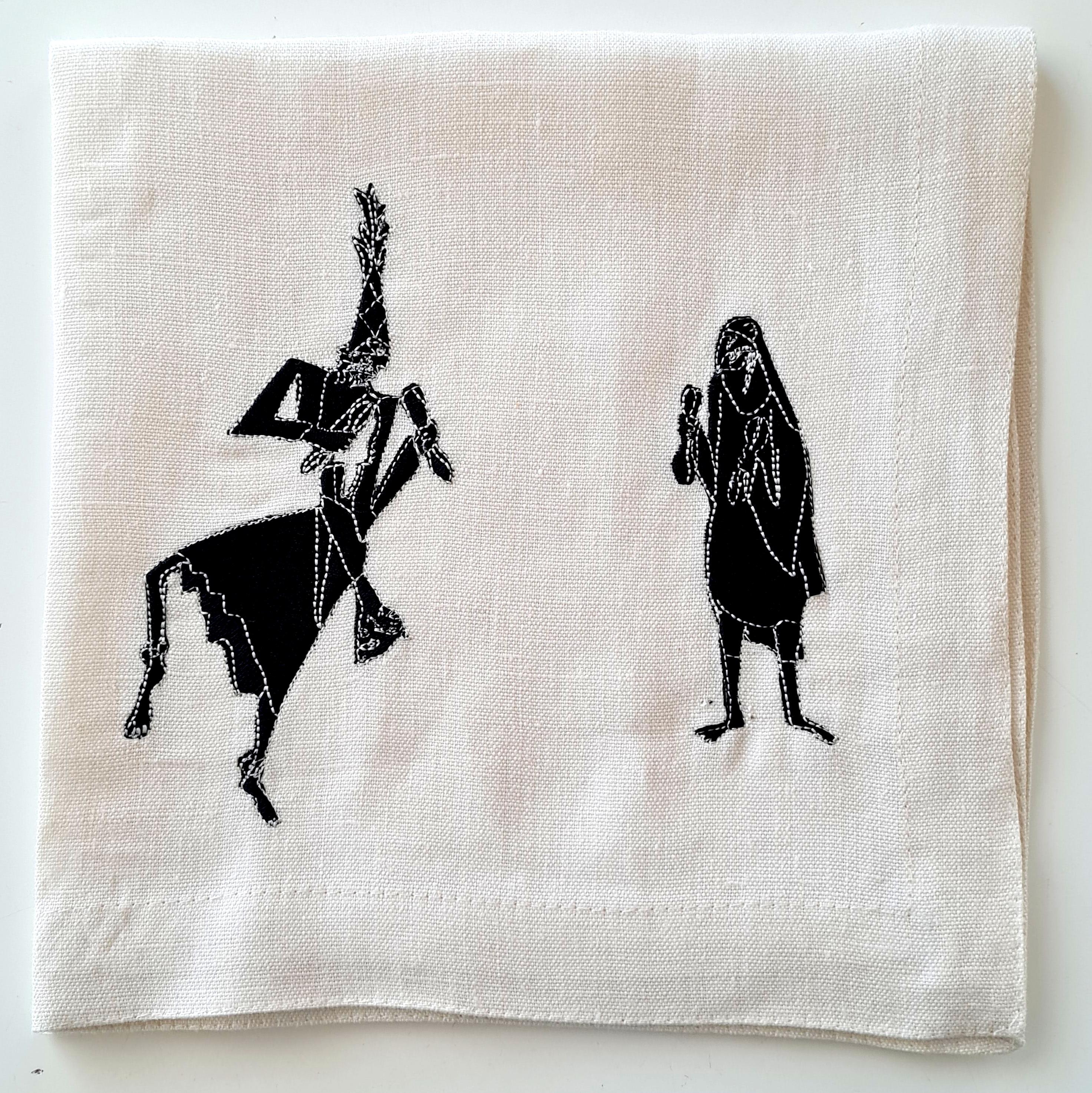 Serviette de table en lin brodée à la main 